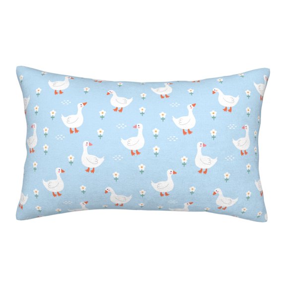 Picia Goose White Flowers Pattern Plush Pillow Case – Soft and Cozy Cushion Cover, Hypoallergenic Throw Pillow Case for Home Decor-14"x20"