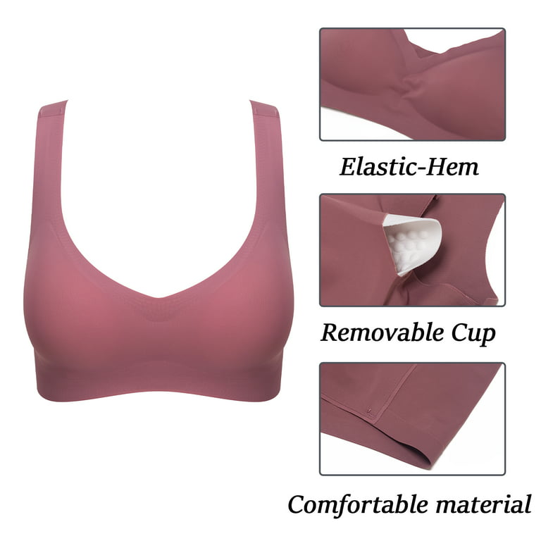 3 Pack Comfort Bra Seamless Lightweight Daily Bras Beauty Back Yoga Bra  with Removable Pads B-S