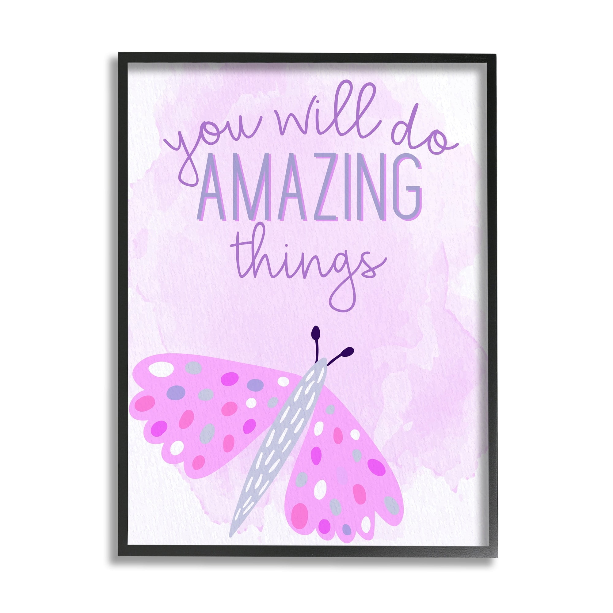 Stupell Industries Amazing Things Uplifting Phrase Animals & Insects Painting Gray Framed Art Print Wall Art