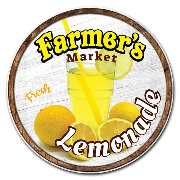 SignMission C-24-CIR-WS-Lemonade Corrugated Plastic Sign with Stakes 24 in. Circular - Farmers Market Lemonade