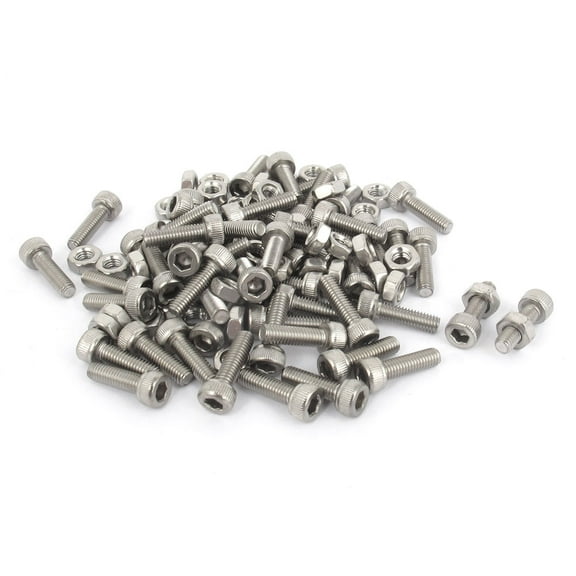 Unique Bargains M3x10mm Stainless Steel Hex Socket Head Knurled Cap Screws Bolts Nut Set 50Pcs