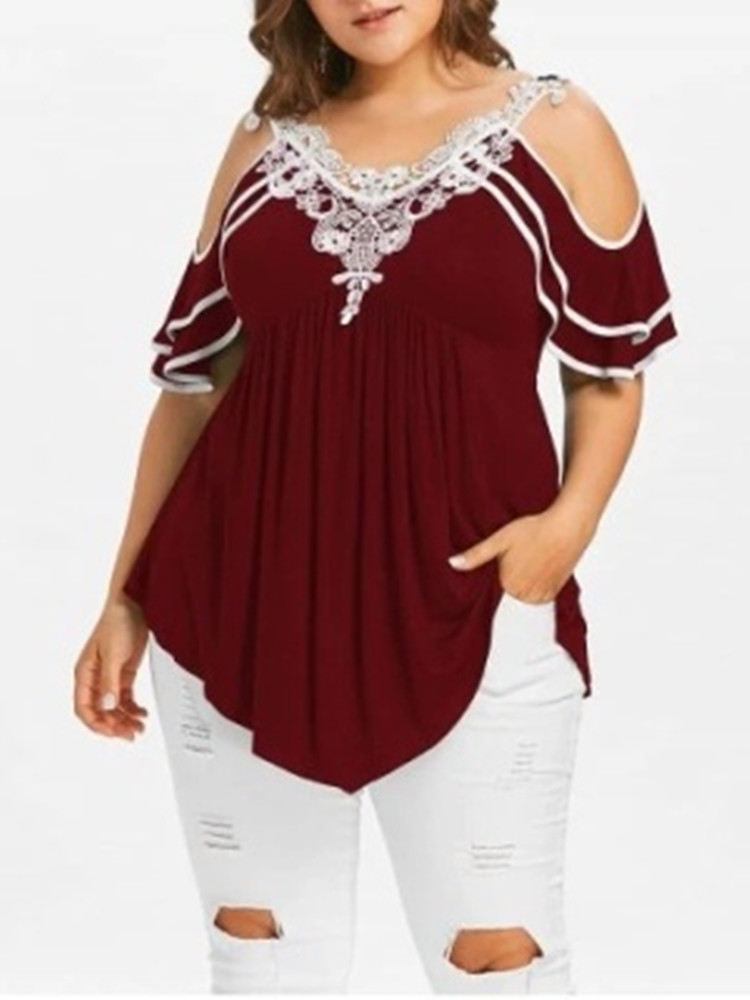 cold shoulder plus size tops
