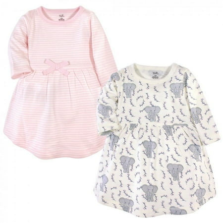 UPC: 0660168660340 | Touched by Nature Baby and Toddler Girl Organic Cotton Long-Sleeve Dresses 2pk Pink Elephant 3 Toddler