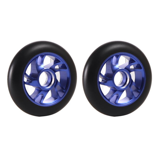 Eigraketly Ruedas de patinete de 2 piezas, 100mm, aluminio, 5 radios, bujes de monopatín, rodillo, piezas deportivas portátiles para exteriores, patinar Azul oscuro Eigraketly OD021911-03
