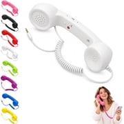 Phone Receiver for Cell Phone, Hand Held Receiver for Cell Phone, 3.5mm Type-C Wired Vintage Telephone Receiver (White, Type-C)
