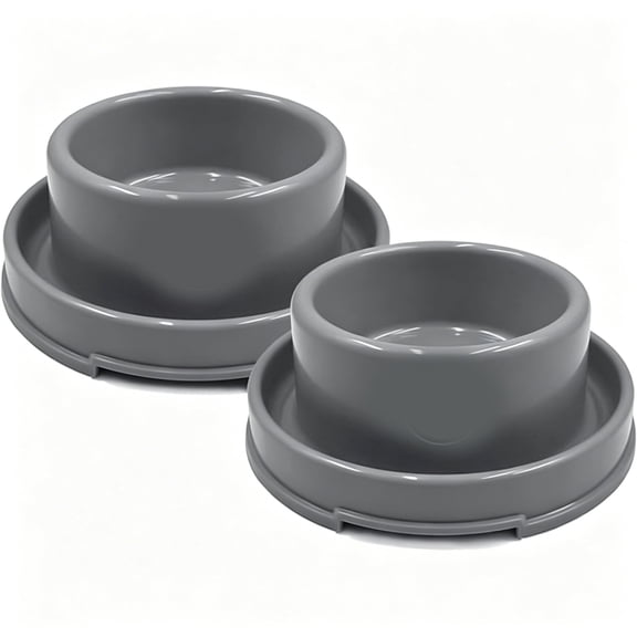 acdanc 2 Pack No Spill Pet Bowls,Moat Design Non-Skid Food&Water Bowls for Cats,Puppies,Small&Medium Dogs(Grey)