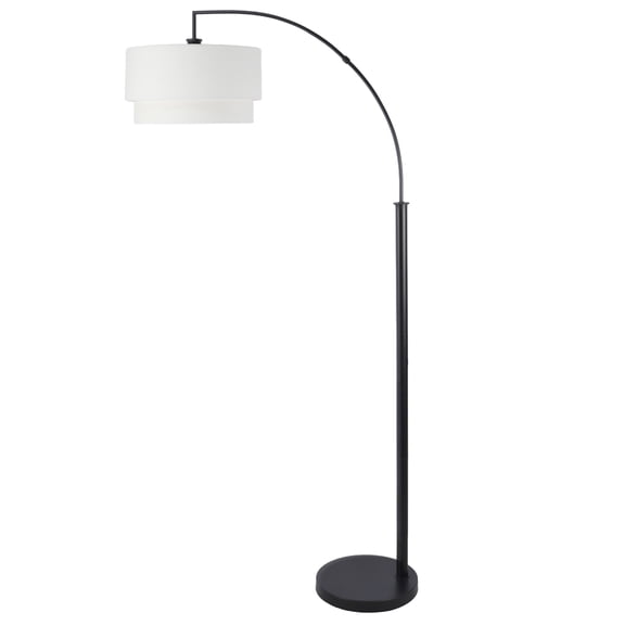Better Homes & Gardens Michelle Arc Floor Lamp with Fabric Shade, Black Metal Finish, 71.25 in Height