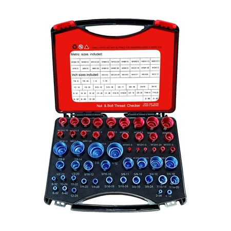 52PCS Nut Bolt Thread Checker Kit Thread Checker Standard Metric Suitable for Size Checker of Bolts Nuts in Narrow Areas