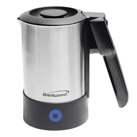 Brentwood 1000-Watt 20-Oz. Dual-Voltage Stainless Steel Electric Travel Kettle, Automatic Shutoff