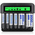 thumbnail image 2 of Cargador de batería universal LCD – para baterías recargables Ni-MH AA AAA C D baterías con puerto USB 2A, entrada tipo C, 2 of 5