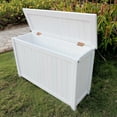 thumbnail image 2 of International Caravan Royal Fiji Outdoor Water-Resistant Acacia Hardwood Deck Box, Antique White, 2 of 4