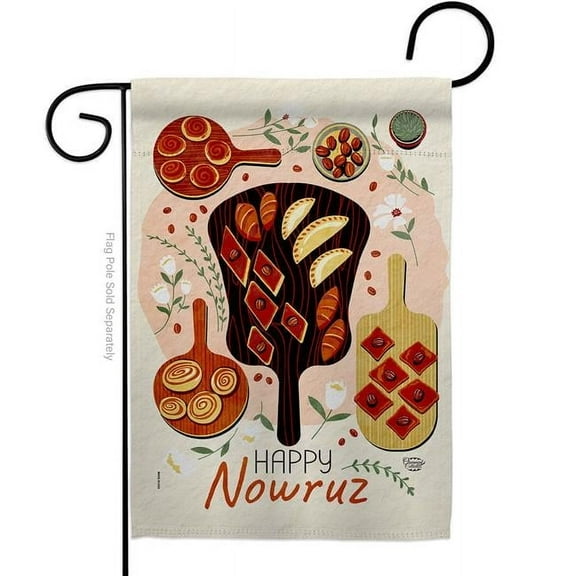 Ornament Collection G190008-BO Nowruz Sweet Dish Celebration Double-Sided Decorative Garden Flag, Multi Color