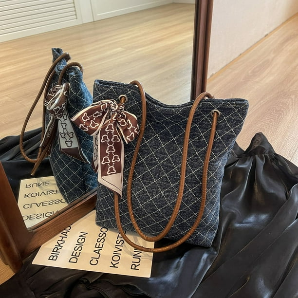 Bolso de mano de mezclilla para mujer bolsas para axilas gran capacidad con cinta para viajes al aire libre Bodega Aurrera en linea