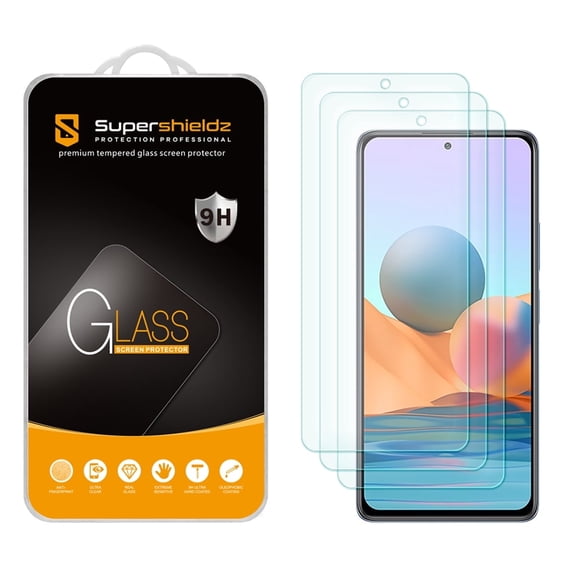 [3-Pack] Supershieldz for Xiaomi Redmi Note 10 Pro Tempered Glass Screen Protector, Anti-Scratch, Anti-Fingerprint, Bubble Free