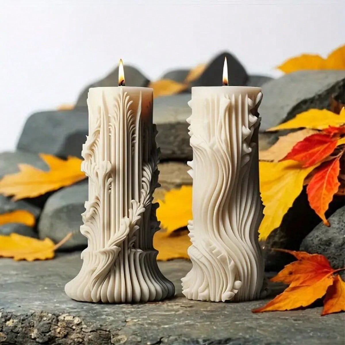 5PCS Silicone Candle Molds Set, 3D Baroque Irregular Shaped Molds Silicone, European Cylinder DIY Resin Wax Molds for Soap Candle Making, Home Decoration