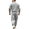 thumbnail image 5 of Gamivast Men's Quarter Zip Tracksuit Stand Collar Pullover and Cargo Pants Set Contrast Patch Outfit for Outdoor Work Hiking Camping Casual Daily Wear, 5 of 7