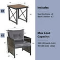 thumbnail image 6 of Aimee Lii 3 Piece Patio Rattan Furniture Set with Acacia Wood Tabletop, Backyard Furniture, Gray, 6 of 6