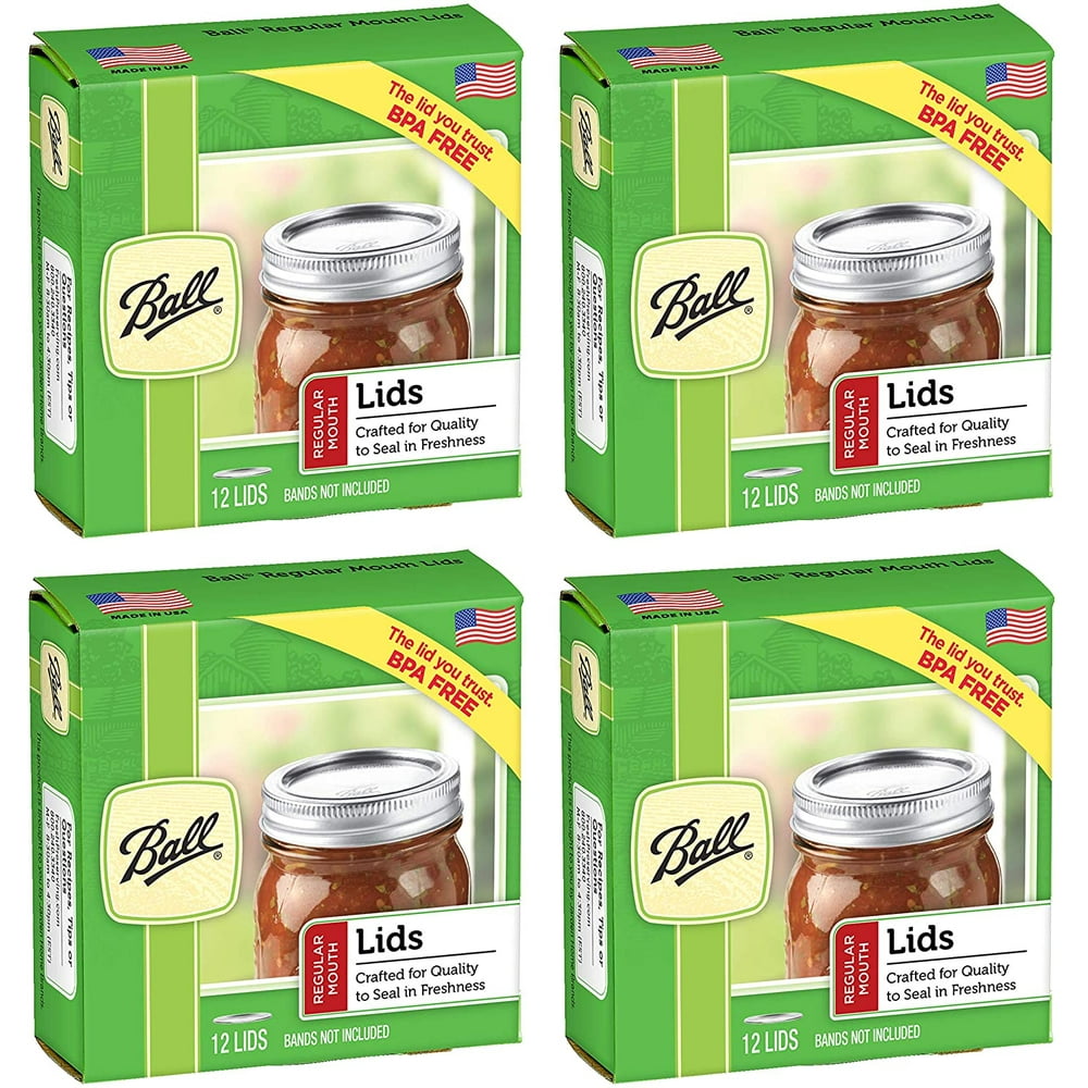 Ball Regular Mouth Canning Mason Jar Lids 4Packs with 12Lids Each (48