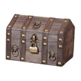 thumbnail image 1 of Tnarru Pirate Treasure Chest Keepsakes Box Wooden with Password Lock Handmade Vintage Design Creative Unique Storage Box Jewelry Box Gray, 1 of 8