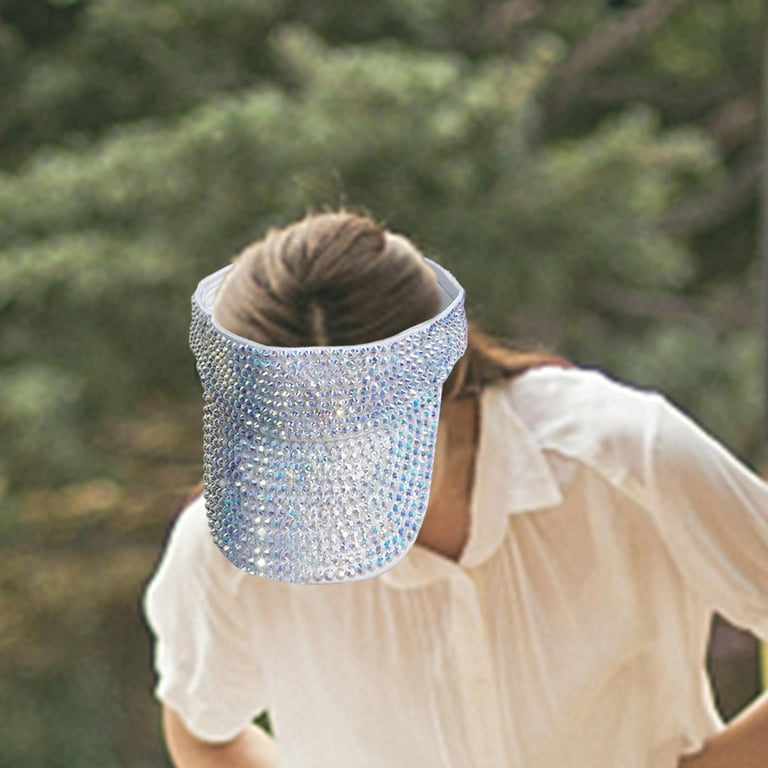 Rhinestone Embellished White Visor Bling Brim White Woven Visor - Cracker Barrel main image 2