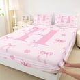 thumbnail image 4 of Erosebridal Pink Bowknot Personalized Initial H Queen Sheet Sets 4 Pieces,Japanese Style Sakura Bed Set,Microfiber Bedroom Decor, 4 of 5