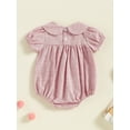 thumbnail image 4 of Suealasg Baby Girls Valentine’s Day Romper Short Sleeve Doll Collar Plaid Print Bodysuit Newborn Summer Playsuit Clothes, 4 of 7