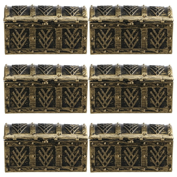 COSMOBETTY Mini Pirate Treasure Chest Box 12Pcs Coffee Plastic for Kids Party and Storage Case 8.2x4.8x4.8in