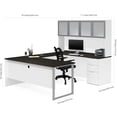 thumbnail image 3 of Bestar Pro-Concept Plus U-Desk with Frosted Glass Door Hutch in White & Deep Grey, 3 of 3