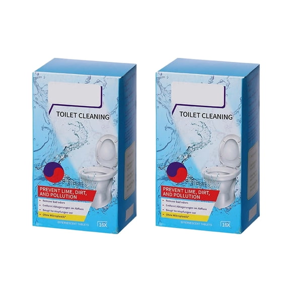 Pastillas para limpiar tazas de inodoro pack de 16 - Pastillas limpiadoras para desincrustar, desodorizar, eliminar manchas de cal y orina, aroma a limón duradero, uso rápido en baños domésticos