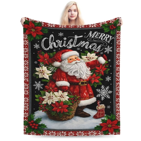 Santa Claus Blanket for Women Men Adults Soft Cozy Fleece Merry Christmas Throw Blankets Gifts Warm Flannel Plush Lightweight Decor for Couch Bed Sofa 50x40