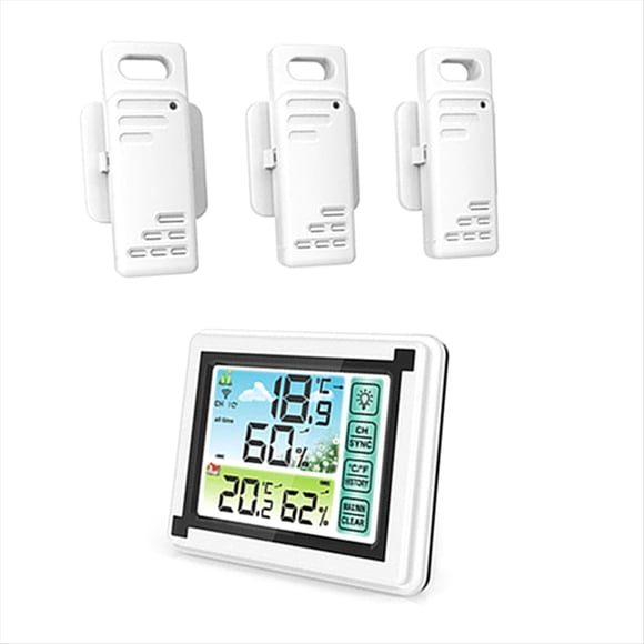 Estación Meteorológica, Despertador, Termómetro, Higrómetro, Pantalla Táctil, Sensor Inalámbrico para Exteriores, Higrotermógrafo para Amanecer y Atardecer