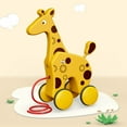 thumbnail image 3 of Cartoon Elephant Giraffe Pull Drag Rope Tractor Car Toddler Baby Educational Toy, 3 of 10
