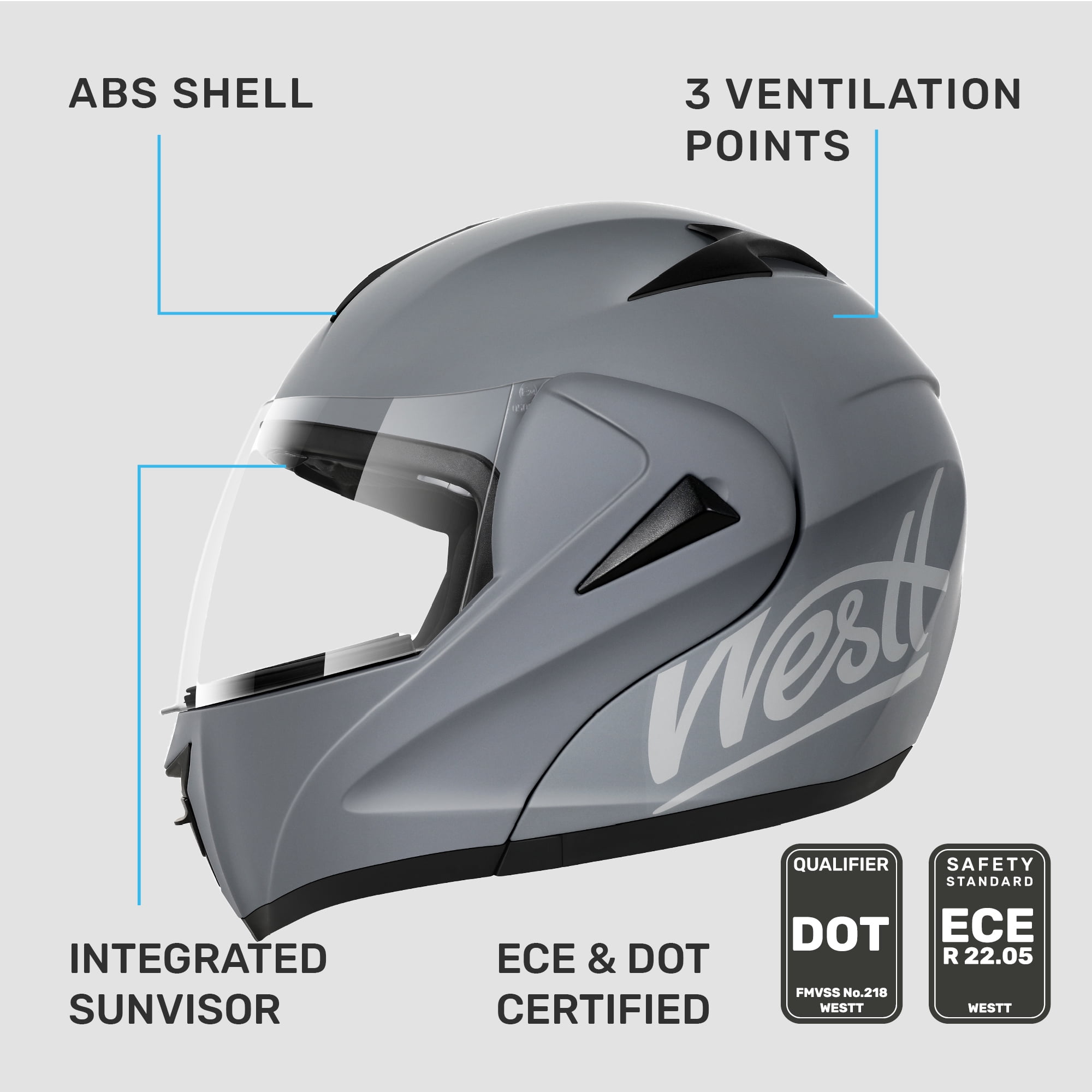 Westt Motorcycle Helmets Modular Motorcycle Helmet for Adults Motorbike Helmet ATV Helmet with Dual Visor for Men & Women Full Face Helmet Flip Up Motorcycle Helmet DOT Approved