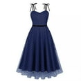 thumbnail image 1 of Bowake Robes Vintage de Cocktail pour Femmes Sans Manches à Bretelles Nouées à Pois en Maille Ligne A Robe de Bal de Promo Midi, 1 of 5