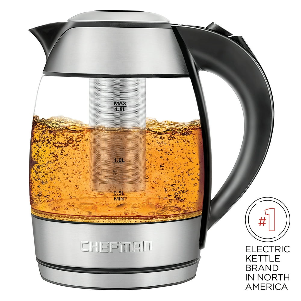 Chefman Electric Glass Kettle With Cordless Pouring, 1.8Liter