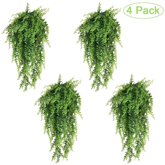 ZULAR 4 Pack Artificial Hanging Plants Boston Fern,Faux Greenery Vines for Wedding Party Home Decor
