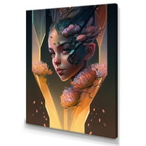 Designart Woman Portrait With Flowers II Canvas Wall Art