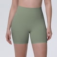 thumbnail image 5 of Dwellite No Front Seam High Waisted Workout Biker Shorts for Womens Tummy Control Soft Yoga Pants Gym Green L, 5 of 6