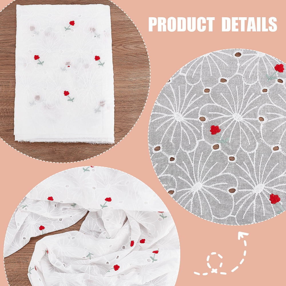 Cotton Embroidered Wavy Edge Flower Eyelet Lace Fabric for DIY Clothing Accessories White 130x0.1cm about 2 yards/pc DIY
