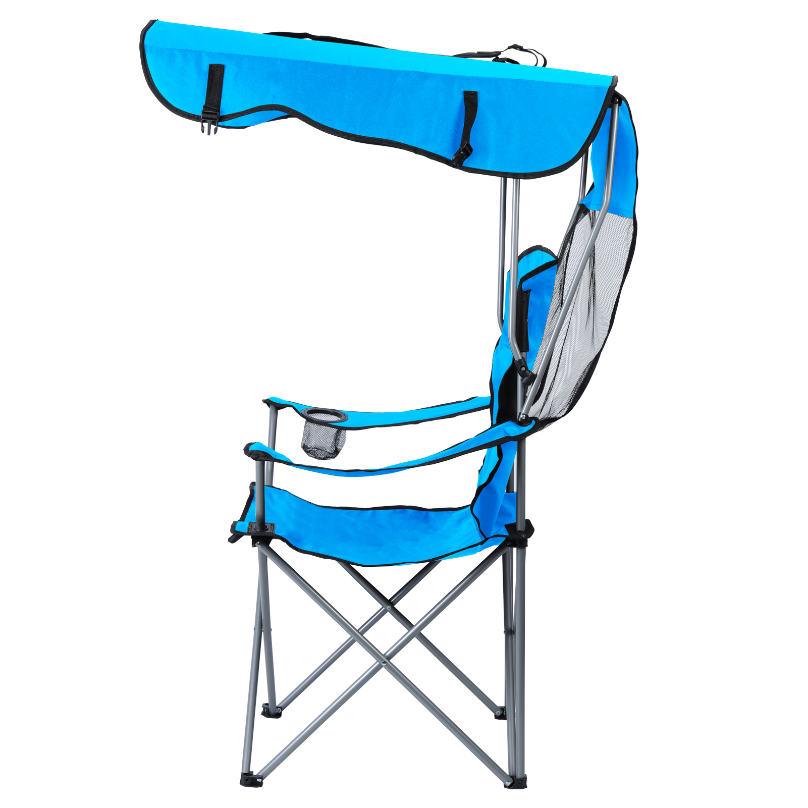Fogcroll Lawn Chair, Camping Chair with Canopy Shade,Beach Chair with Canopy Shade Portable Folding Chair with Sun Shade, Cup Holder, Side Pocket