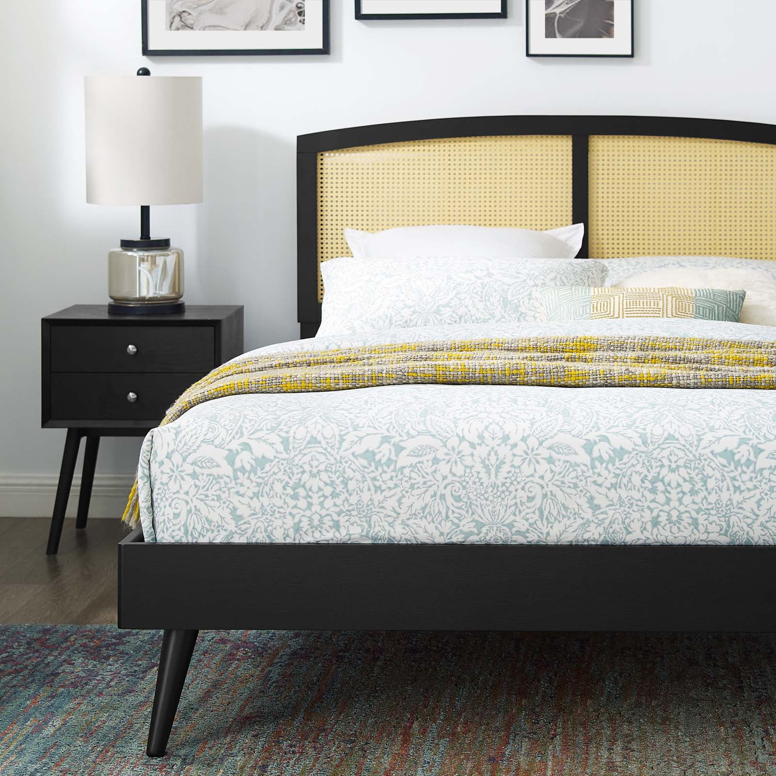 Platform Bed Frame, King Size, Wood, Black, Modern Contemporary Urban Design, Bedroom Master Guest Suite