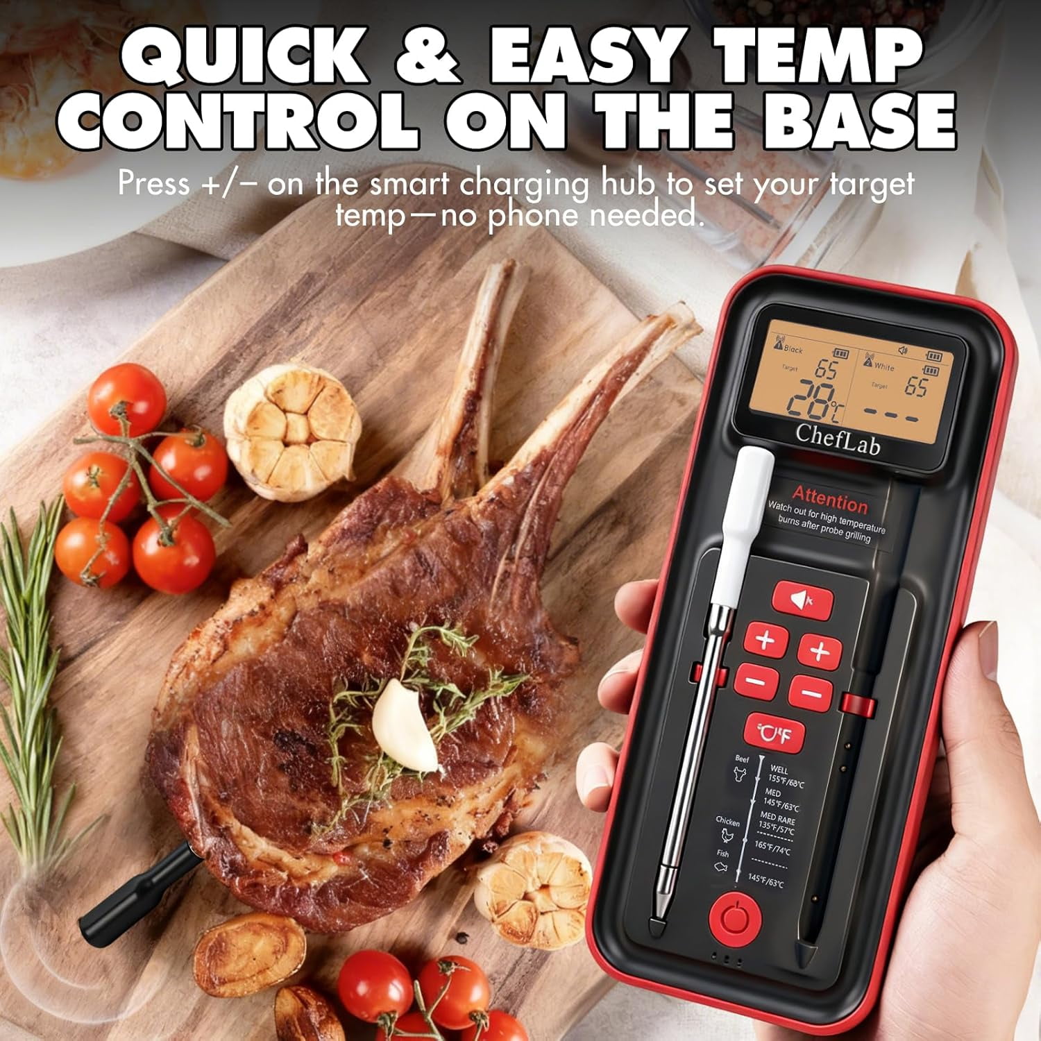AI Wireless Meat Thermometer, 500ft Bluetooth BBQ Thermometer with Dual Probes, Smart Digital Food Thermometer for Grill, Smoker, Oven (Dual Probe)