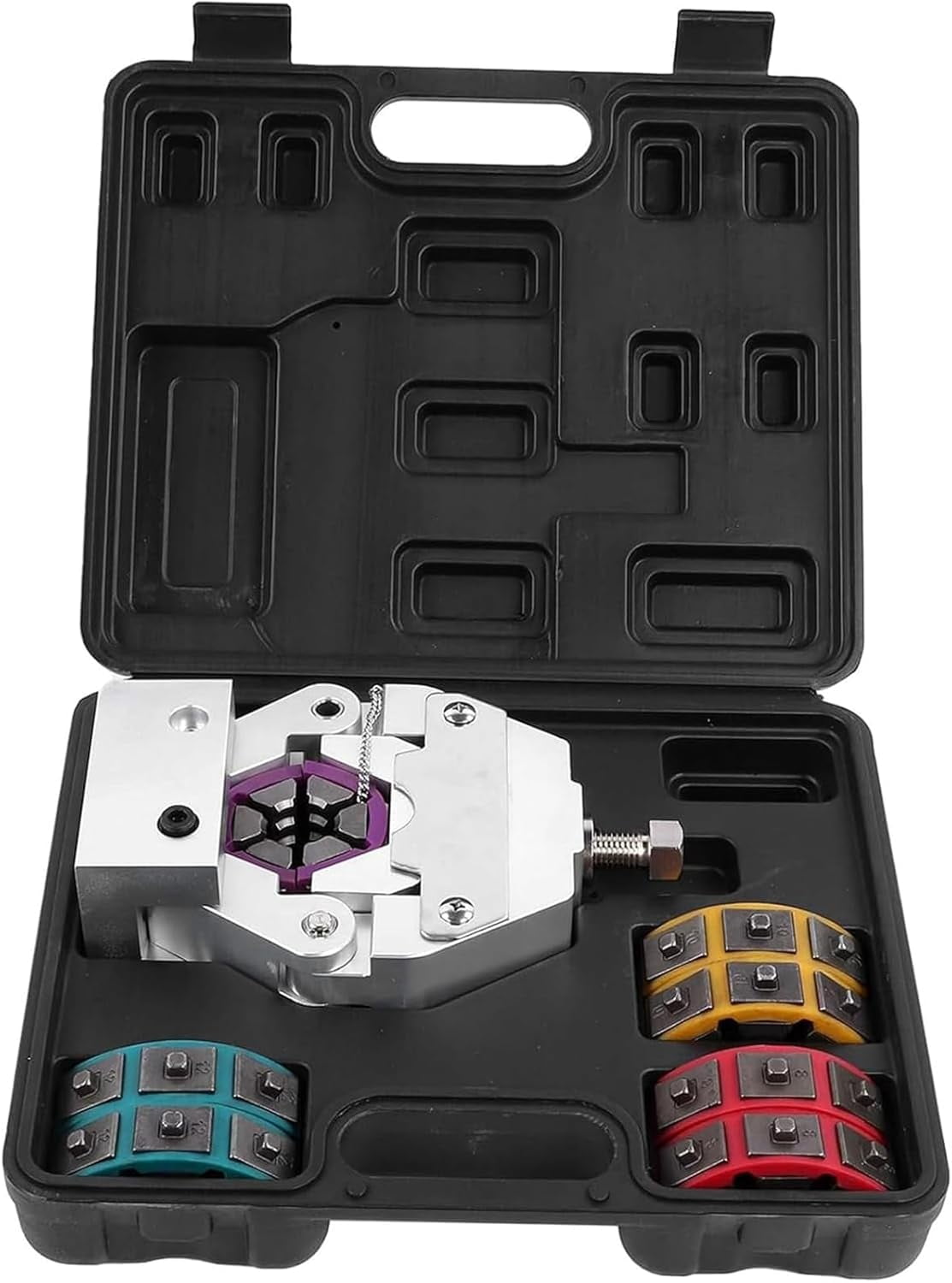 Hydraulic AC Hose Crimper, Manual A/C Hose Crimper Kit, Air Conditioning Repaire Hydraulic Hose Crimping Tool with 4 Dies #6 8 10 12, for Automotive Air Conditioner Hose