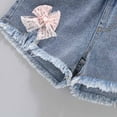 thumbnail image 4 of Gamivast Little Girls High Elastic Denim Shorts Elastic Waistband Flower Embroidery Jeans Loose Casual Summer Pull On Shorts Pink 10-12 Pantalones Cortos Para Niños, 4 of 8