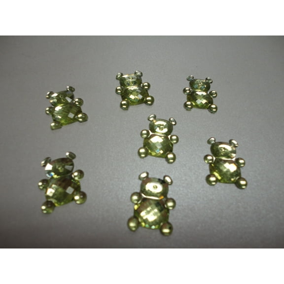 Charmed Plastic rhinestone bear Ornaments for decoration DIY Yellow Color, 50 Pieces