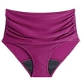 thumbnail image 4 of Conairie Women Bikini Bottoms High Waisted Tummy Control Swimsuit Ruched Scrunch Bathing Suit Bottom Red S, 4 of 4