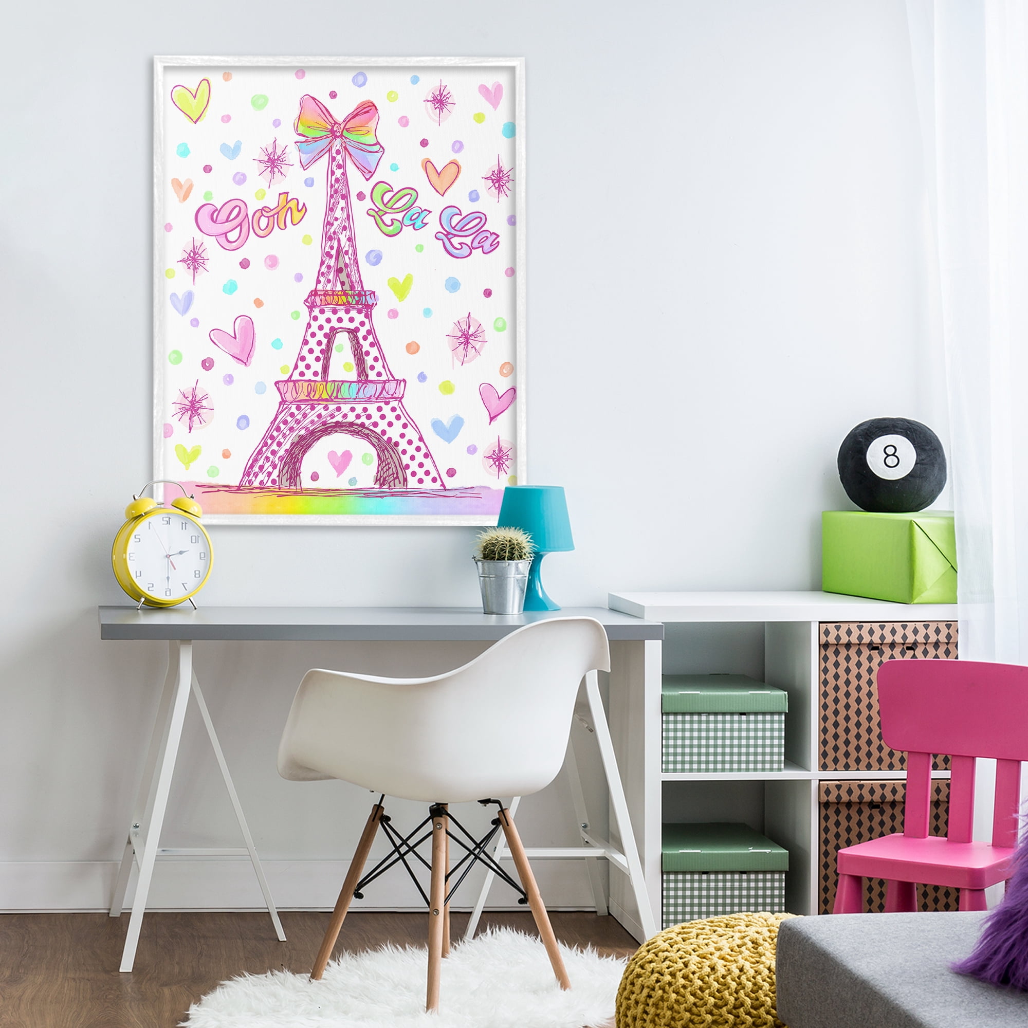 Stupell Industries Bright Pastels Eiffel Tower White Framed Giclee Art, design by Jess Stempel