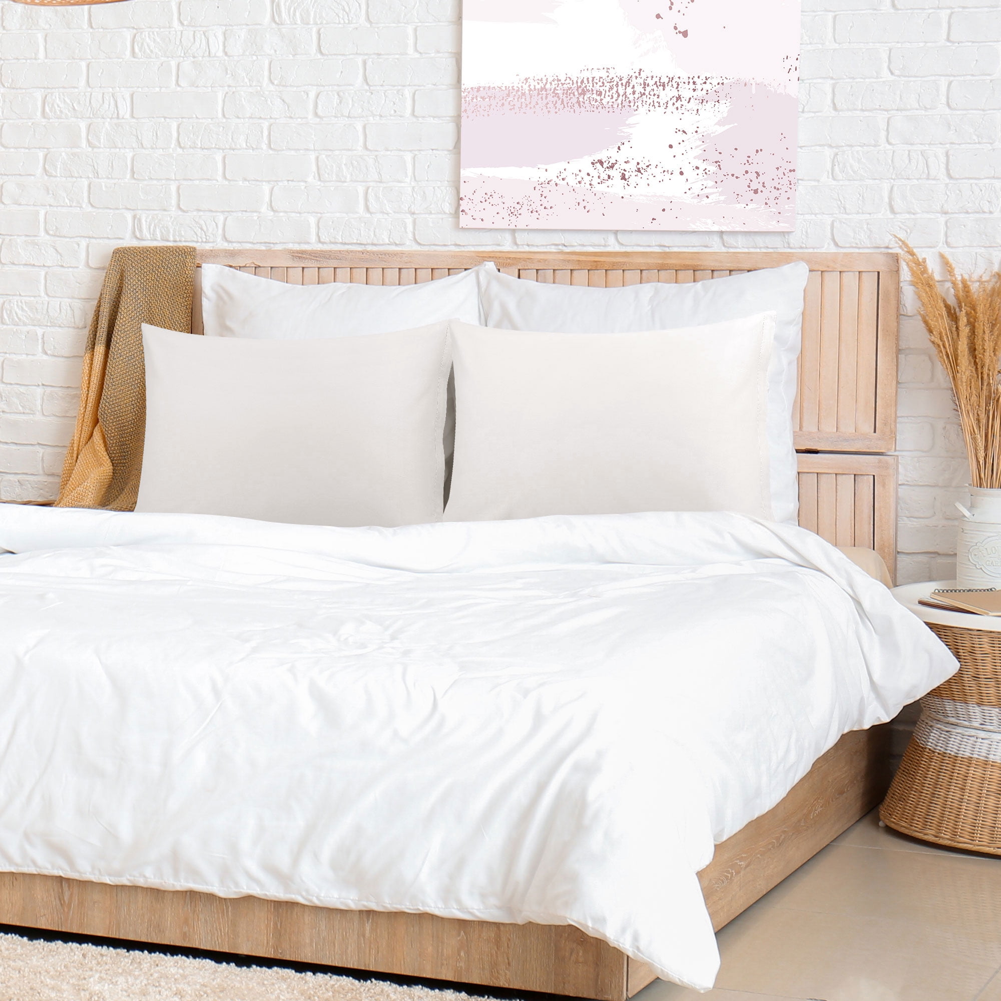 Unique Bargains Breathable Zipper Closure Cotton Pillowcases 2 Pcs Isabelline Standard