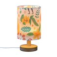 thumbnail image 2 of Birds Flowers Leaves Table Lamp USB Bedside Desk Nightstand Lamp Printed Gifts Small Lamp Wood Base for Bedroom Living Room Kids Room College Dorm, 2 of 7