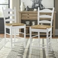 thumbnail image 2 of TMS 30" Indoor Ladder Back Bar Stool with Rush Seat, Set of 2, White, 2 of 6